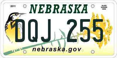 NE license plate DQJ255