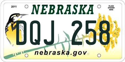 NE license plate DQJ258
