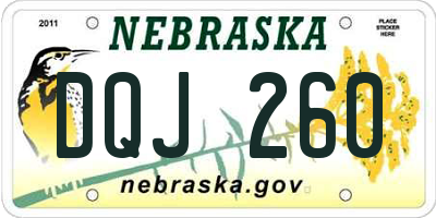 NE license plate DQJ260