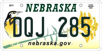 NE license plate DQJ285