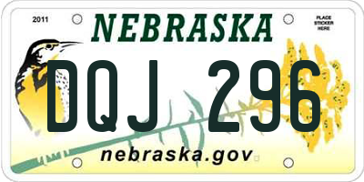 NE license plate DQJ296