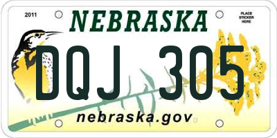 NE license plate DQJ305