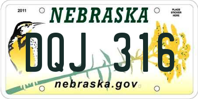 NE license plate DQJ316