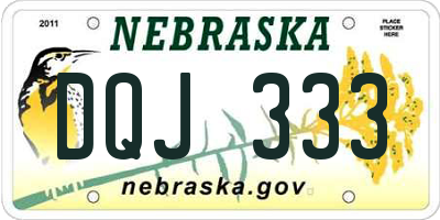 NE license plate DQJ333