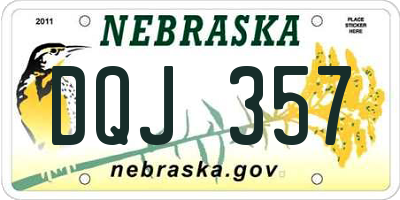 NE license plate DQJ357