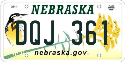 NE license plate DQJ361