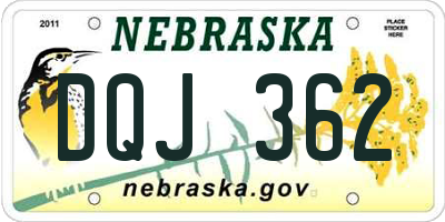 NE license plate DQJ362