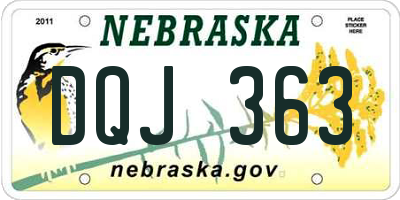 NE license plate DQJ363