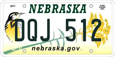 NE license plate DQJ512