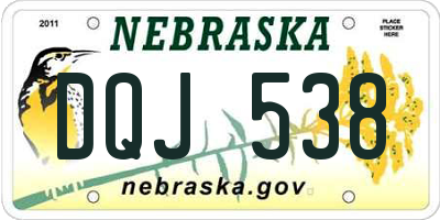 NE license plate DQJ538