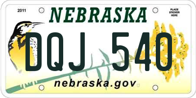 NE license plate DQJ540