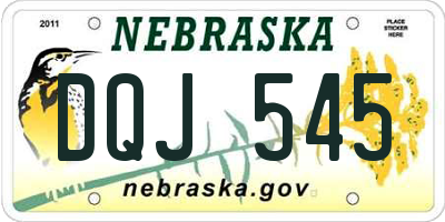 NE license plate DQJ545