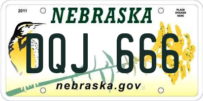 NE license plate DQJ666