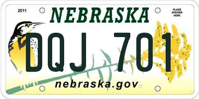 NE license plate DQJ701