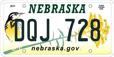 NE license plate DQJ728