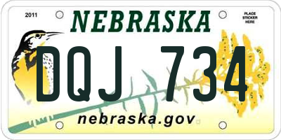 NE license plate DQJ734