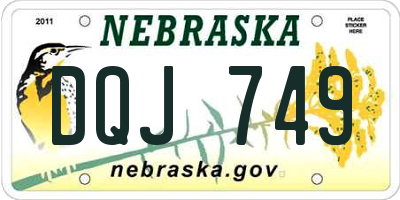 NE license plate DQJ749