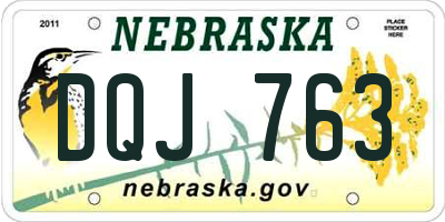 NE license plate DQJ763