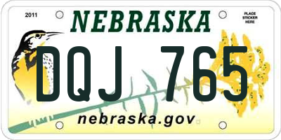 NE license plate DQJ765