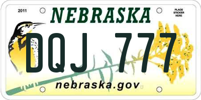 NE license plate DQJ777