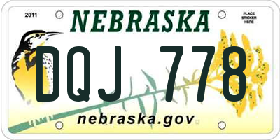 NE license plate DQJ778