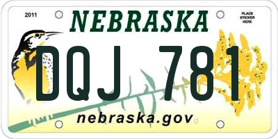 NE license plate DQJ781