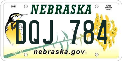NE license plate DQJ784