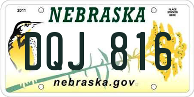 NE license plate DQJ816