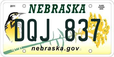 NE license plate DQJ837