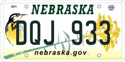 NE license plate DQJ933
