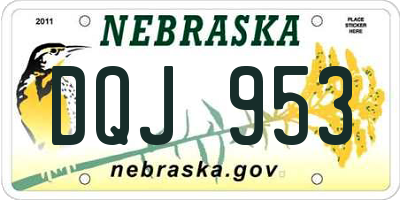 NE license plate DQJ953