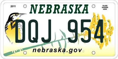 NE license plate DQJ954