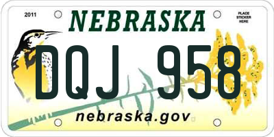 NE license plate DQJ958