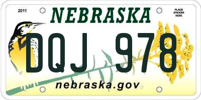 NE license plate DQJ978