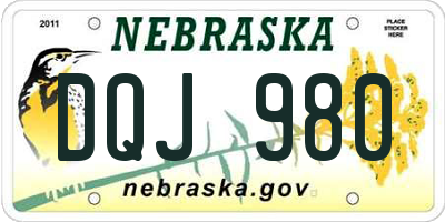 NE license plate DQJ980