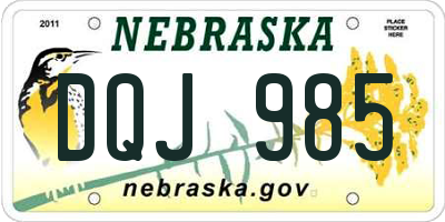 NE license plate DQJ985