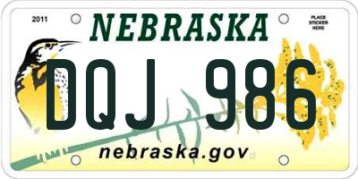 NE license plate DQJ986