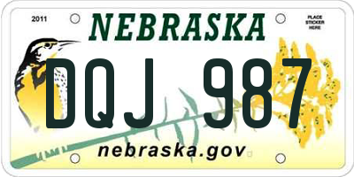 NE license plate DQJ987