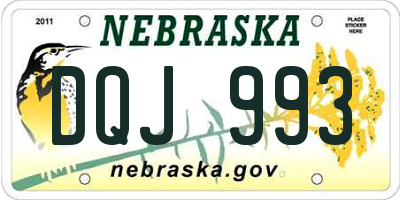 NE license plate DQJ993