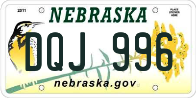 NE license plate DQJ996