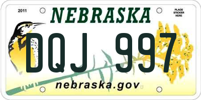 NE license plate DQJ997