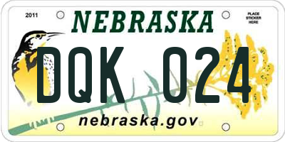 NE license plate DQK024