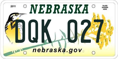NE license plate DQK027