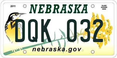 NE license plate DQK032