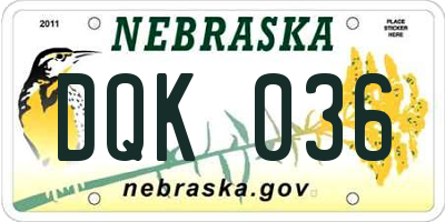 NE license plate DQK036