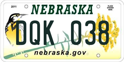 NE license plate DQK038