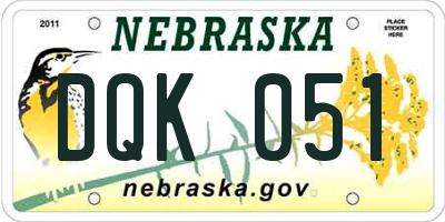NE license plate DQK051