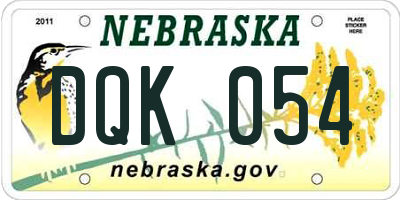 NE license plate DQK054