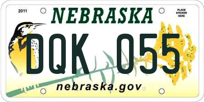 NE license plate DQK055