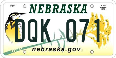 NE license plate DQK071